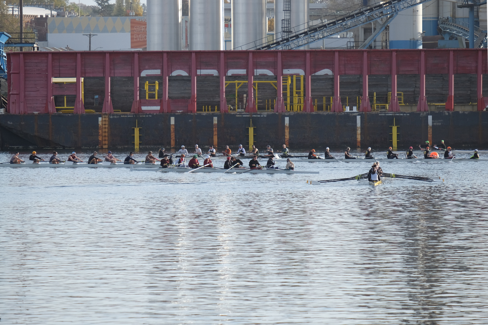 Boats in the warm up pattern at the start.