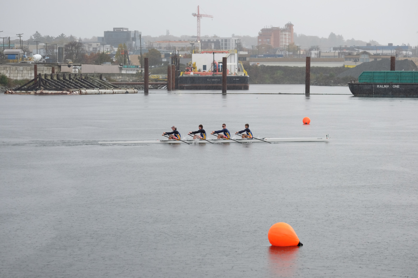 Bow 8, UVic, crosses the finish line.