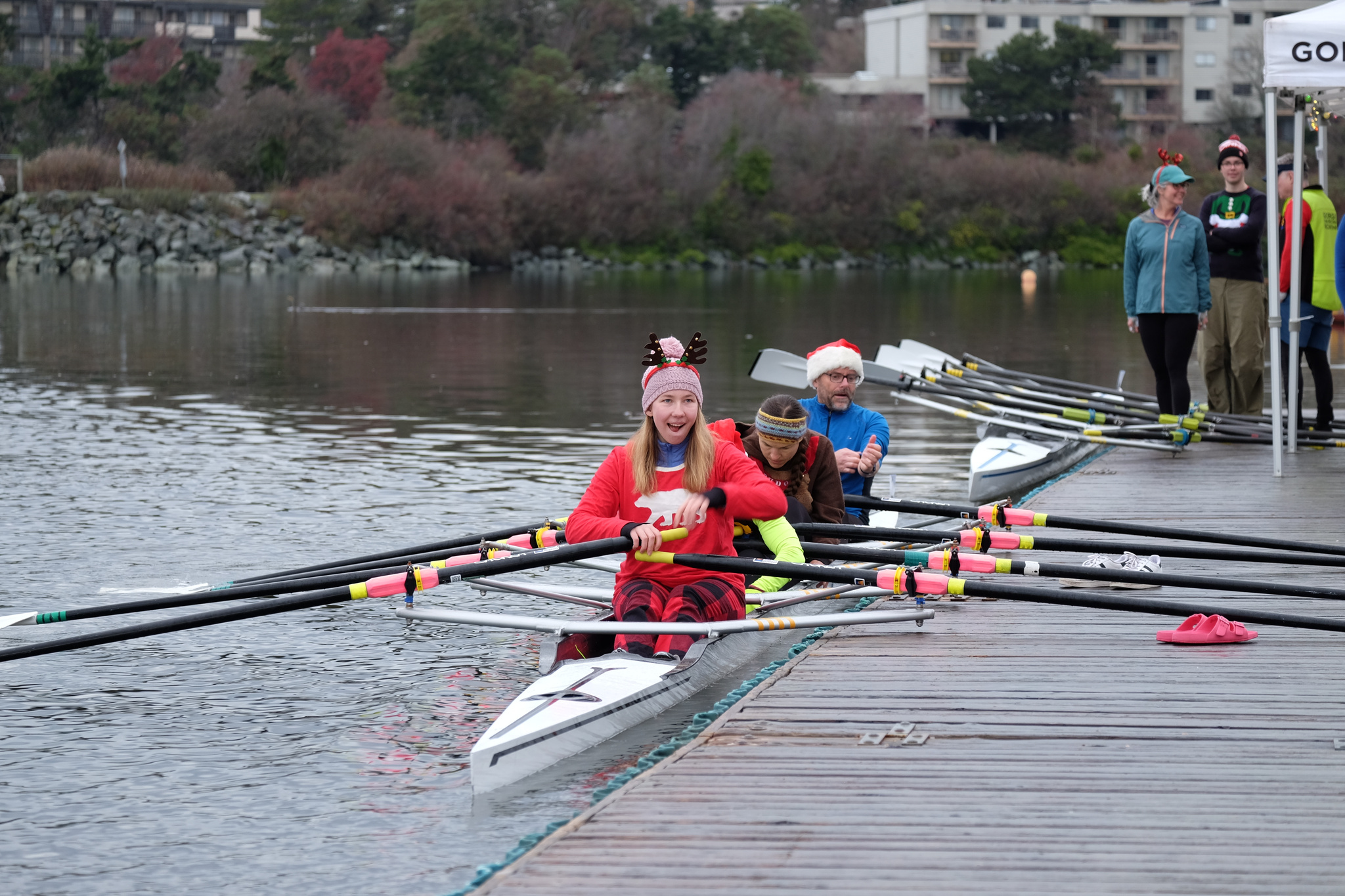 A quad at the dock getting ready to launch.