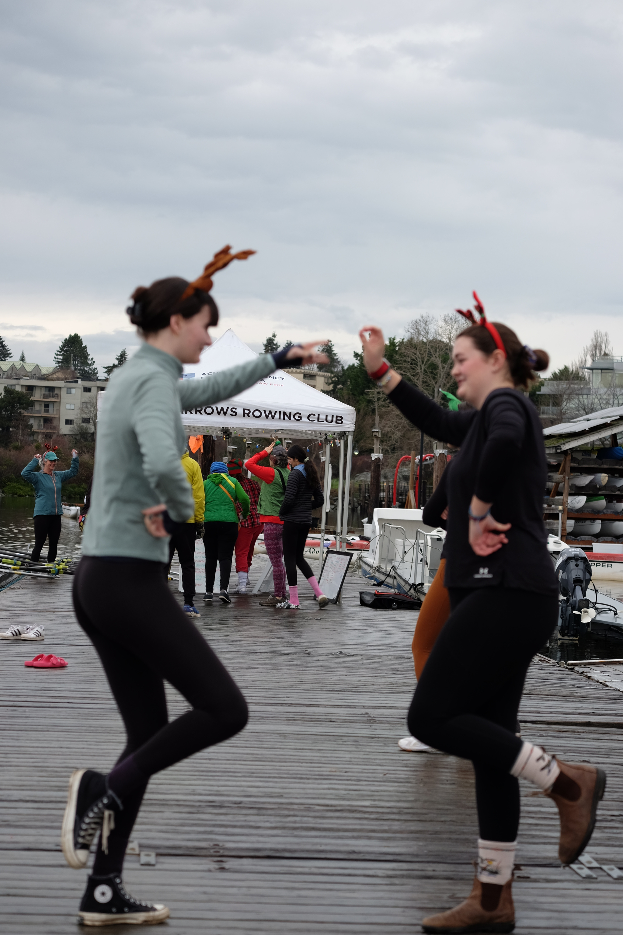 Two people dancing in the foreground.