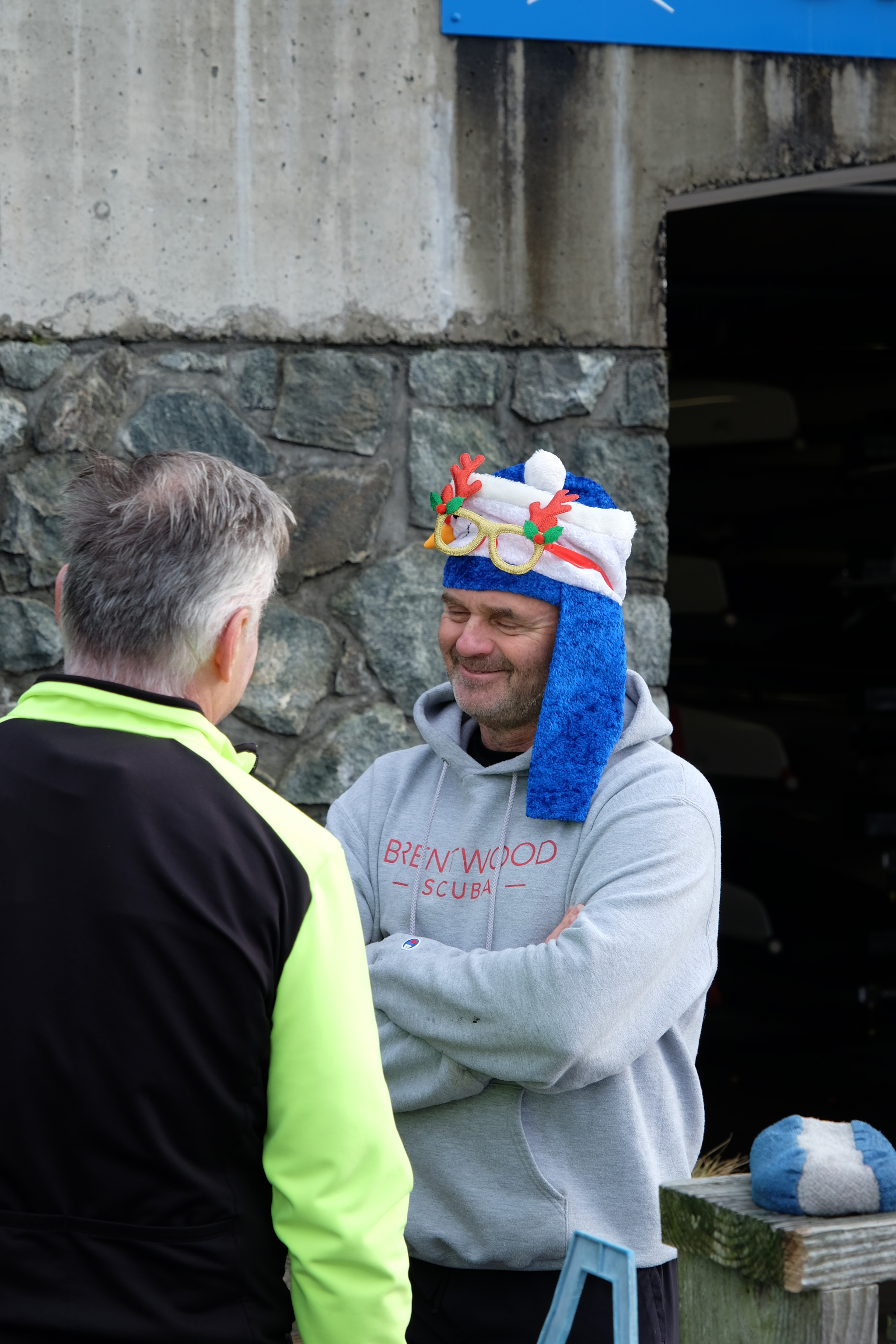 Two rowers chatting.