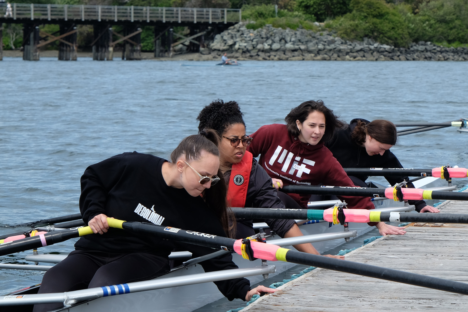 Pushing a quad from the dock at the first
