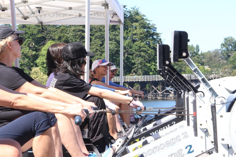Learning the basics on a rowing machine.