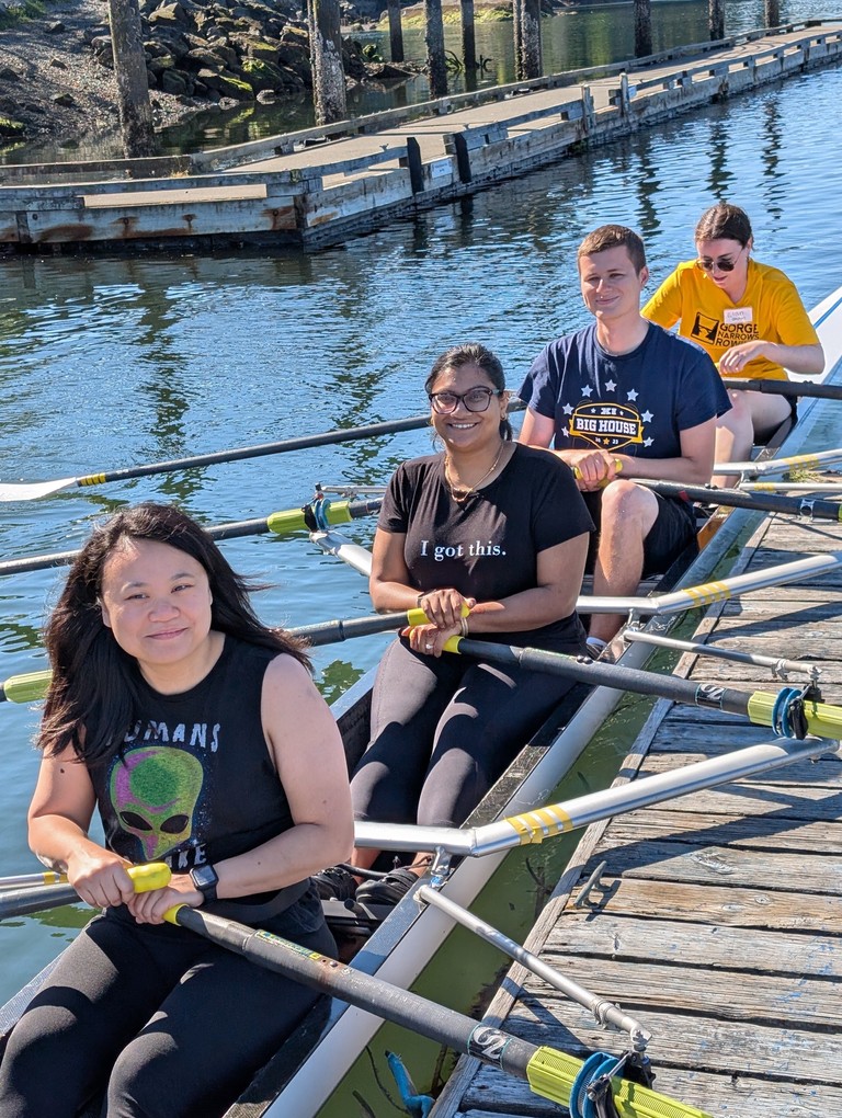A quad getting ready to launch on the dock.