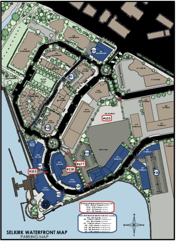 Parking areas at Selkirk Village.