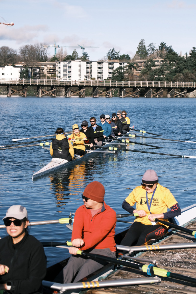 A quad prepares to launch as the eight moves off.