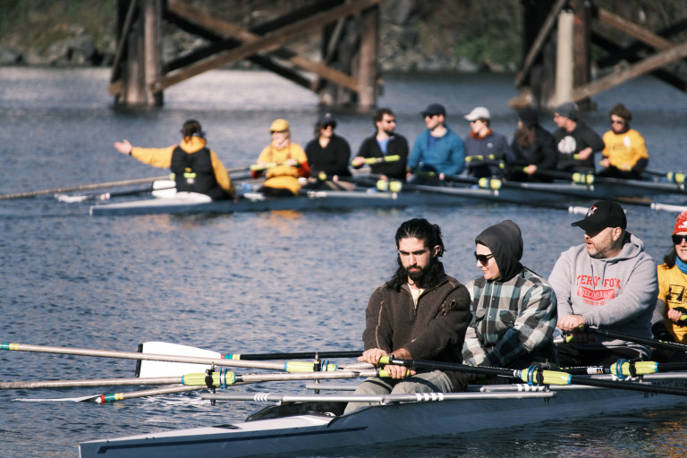 In the foreground is a quad. Behind it is the eight and the footings of the Selkirk Trestle.