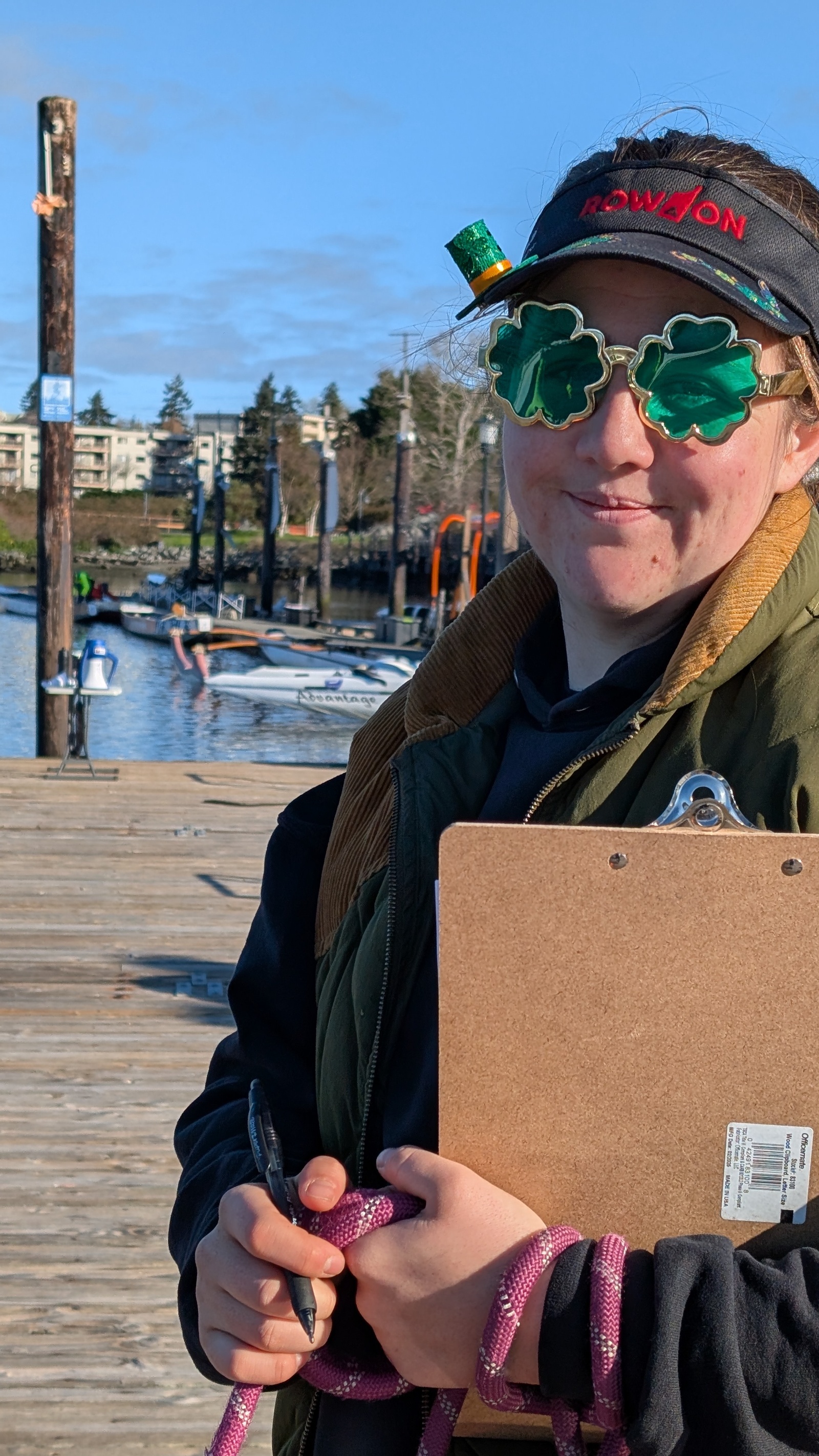 A coach wearing St. Patrick's day appropriate bling!