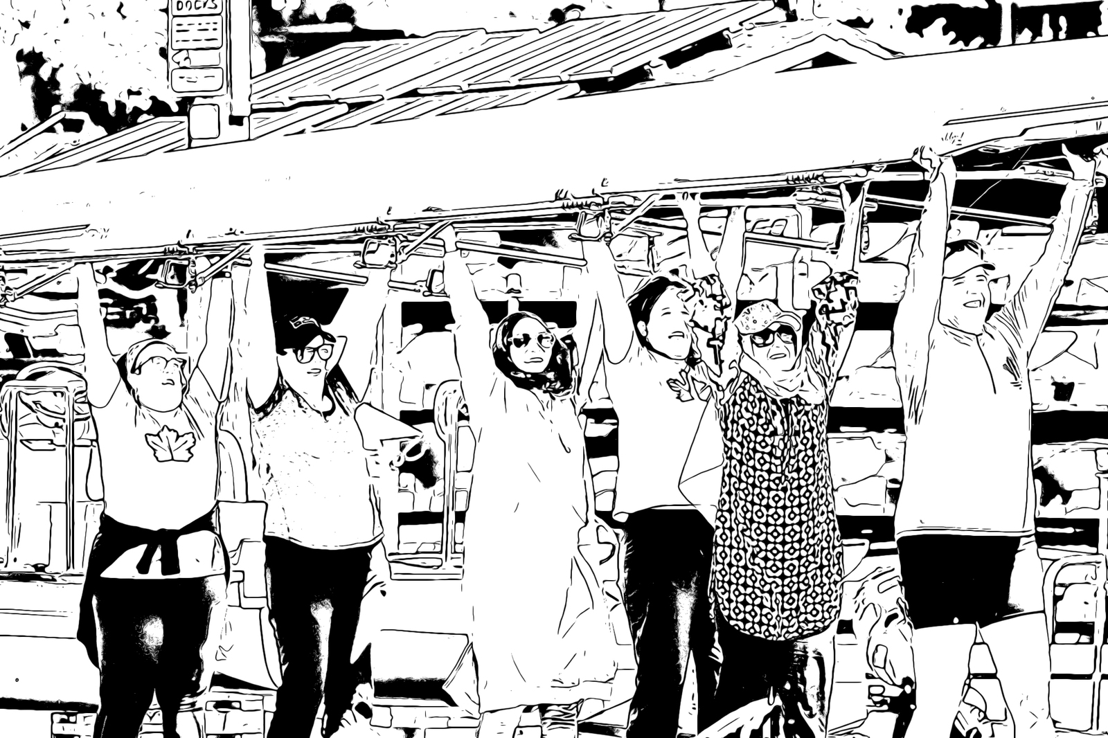 Women carrying a boat.